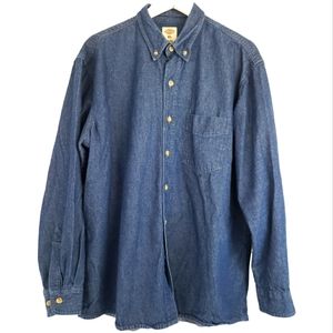 Dickies Men's 100% Cotton Button Front Denim Shirt Size XL in Blue